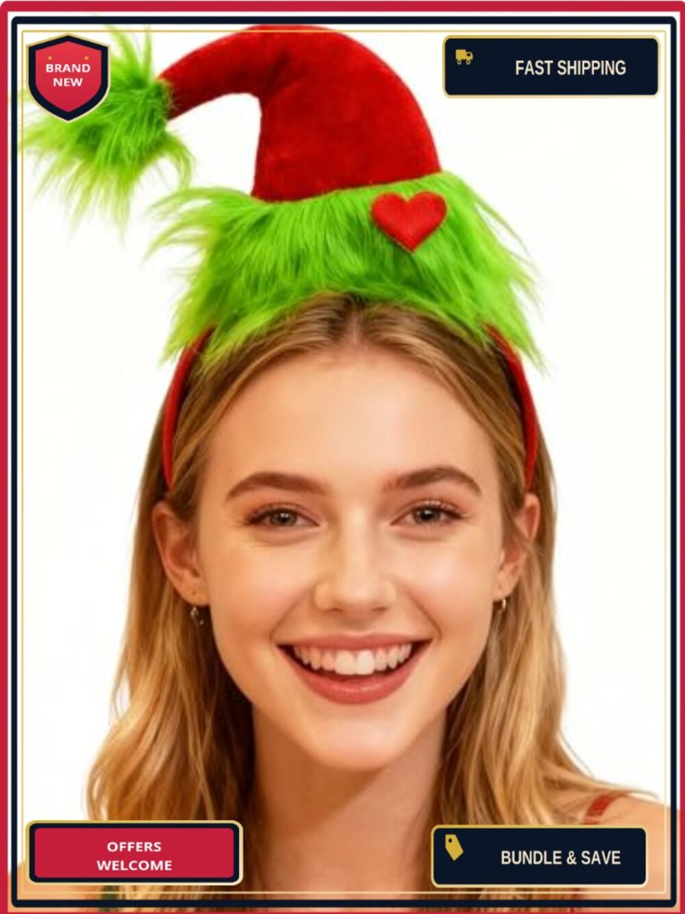 Furry Christmas Headband Heart Monster Costume Party Accessory